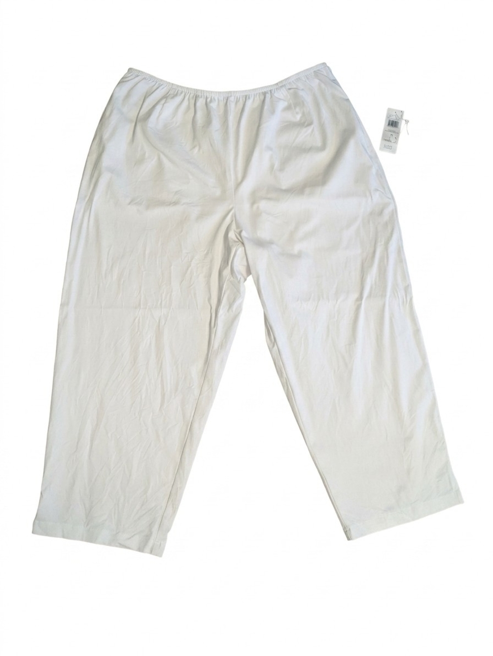 Eileen Fisher Woman 3X White Organic Cotton Stretch Slim Ankle Pants Side Zip